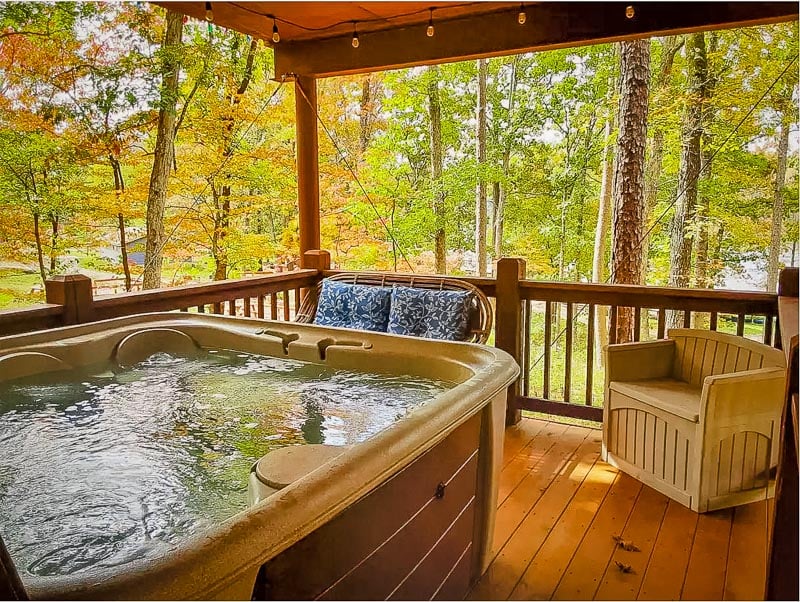 Hot tub overlooking the forest