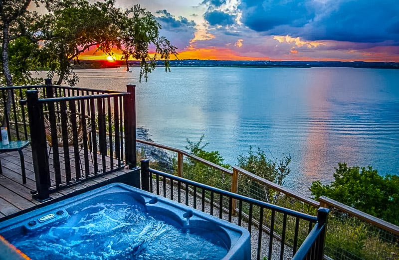 Hot tub with a view of Canyon Lake
