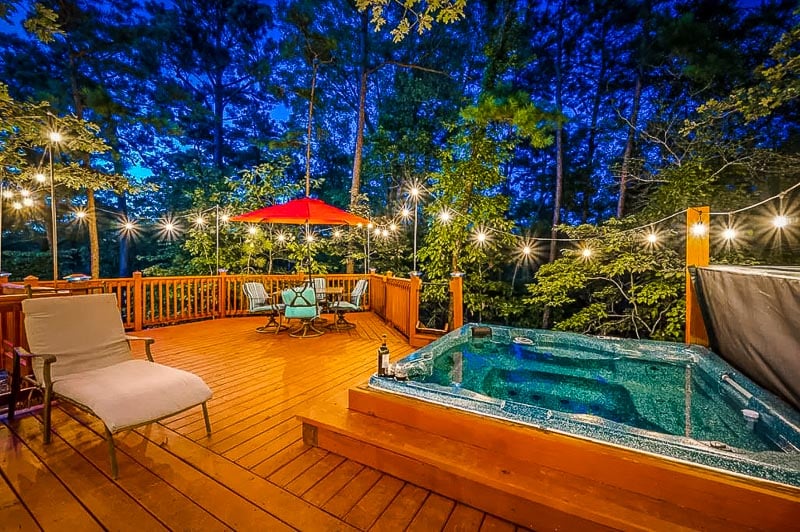 Hot tub overlooking the forest