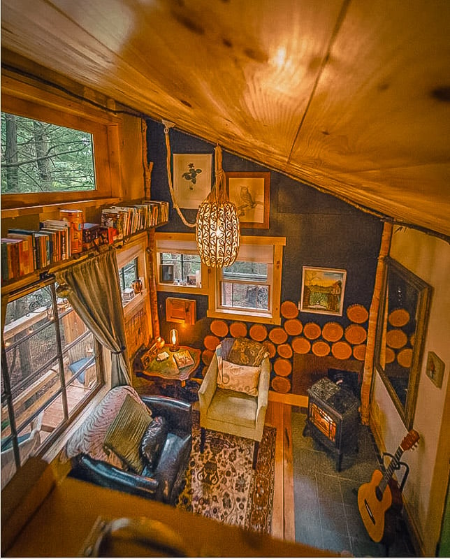 The inside of this New England vacation rental is incredibly cozy and picturesque