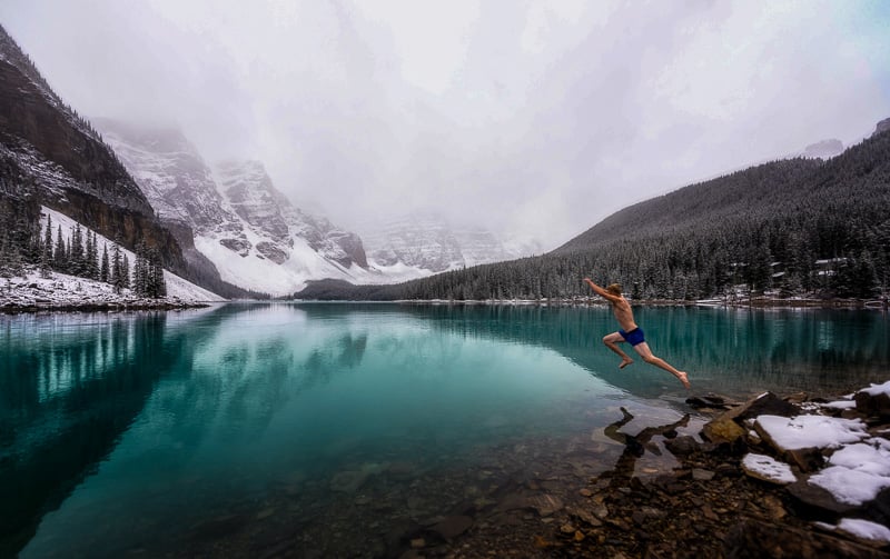 Banff National Park in Canada is the perfect spot for cold water immersion therapy.
