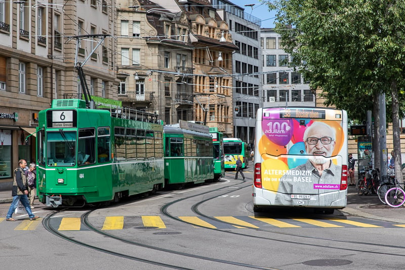 Trams are a convenient way to get around Basel. It's the perfect mode of transportation during a weekend getaway in Basel.