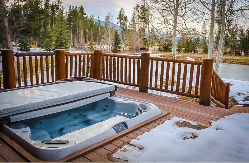 Outdoor hot tub with a view