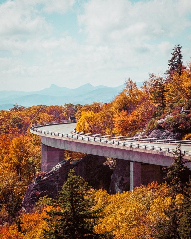 The Blue Ridge Mountains are especially magical during the peak fall foliage season.