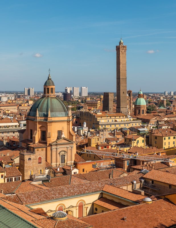 View over the rooftops of Bologna in the Emilia Romagna region of Italy