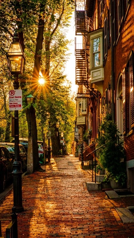Boston's Beacon Hill neighborhood is the US-equivalent of Europe's old towns.