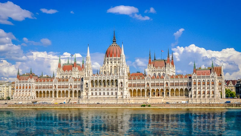 Budapest's beautiful Parliament Building on the Danube River.