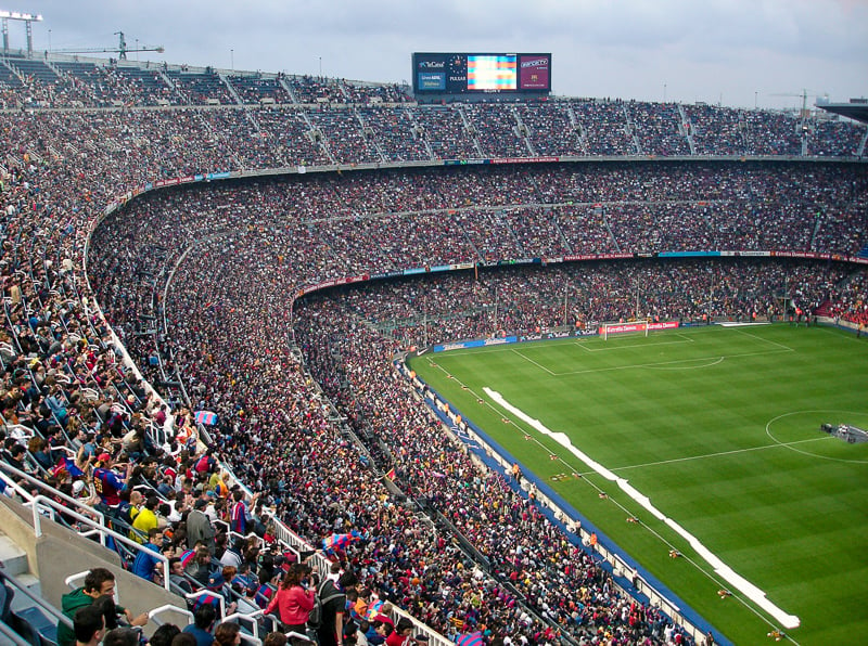 Camp Nou in Barcelona. Booking attractions is one of the main things to do before a flight.