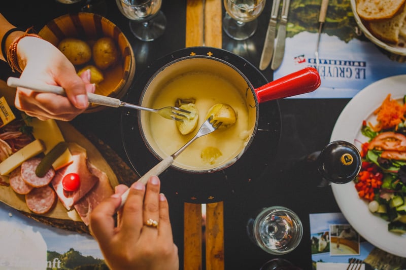 A cheese fondue is one of the best experiences in Switzerland