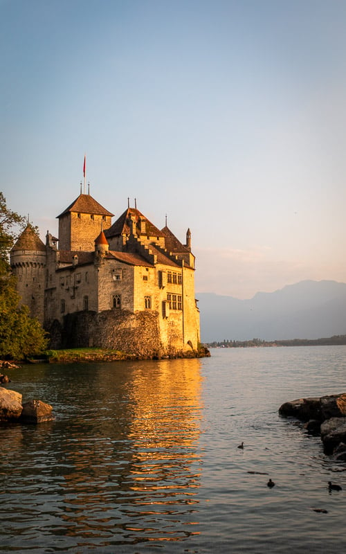 During my visit here over the summer, I went swimming in the crystal-clear waters around the castle. Just around sunset, it was incredible to see the sun’s golden hues reflect on the castle and the lake - one of my favorite experiences from my recent trip to Switzerland!