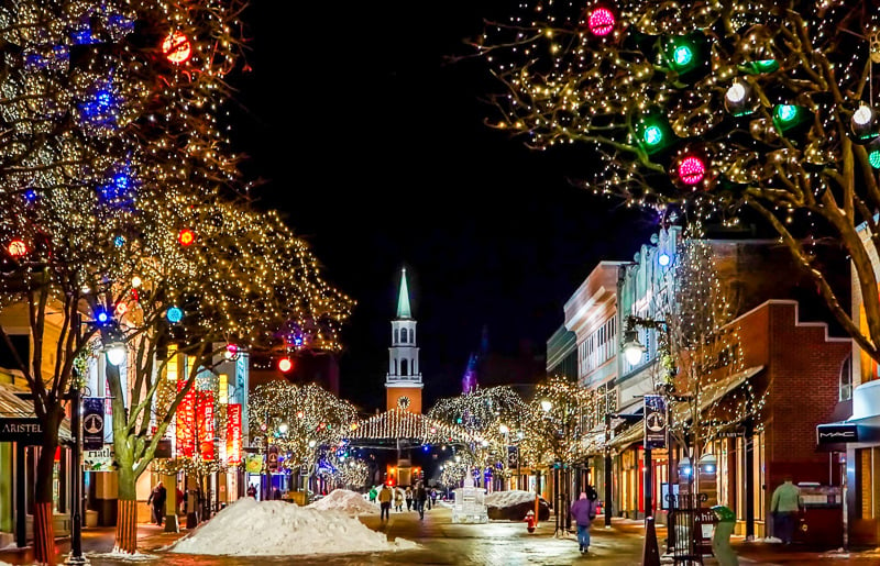 In December, Church Street is decked out for the Holidays.