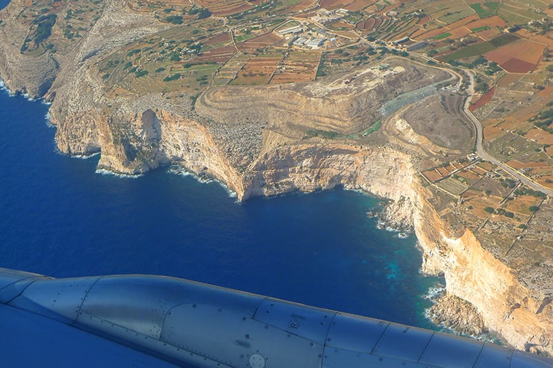 An aerial perspective of Malta’s Dingli Cliffs. This scenic area is top among the most Instagrammable places in Malta.