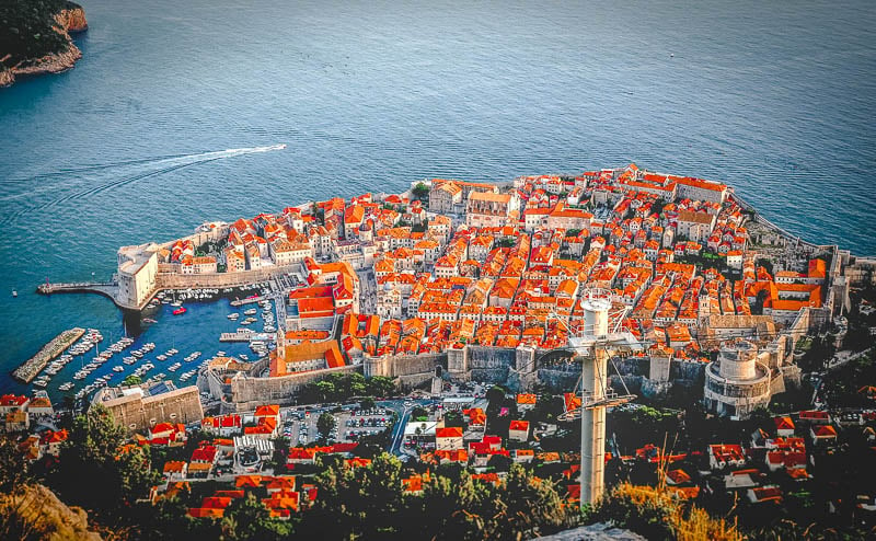 Take a cable car to the Restaurant Panorama, where you'll have sweeping views of the walled city of Dubrovnik.