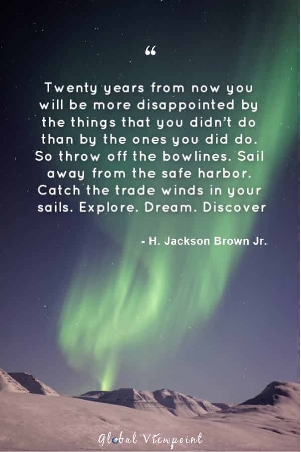 A famous travel quote that encourages exploration. Explore. Dream. Discover.