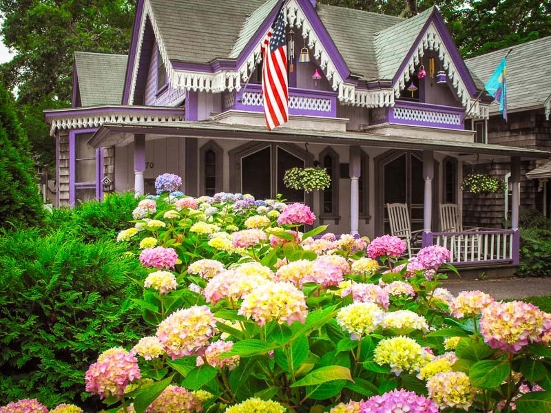 Martha's Vineyard is known for these colorful gingerbread cottages. It's a must-visit on this New England road trip itinerary.