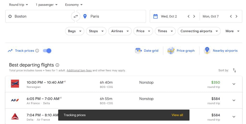 Google Flights price alerts are very important to save money