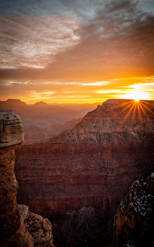 Sunrise at the Grand Canyon is an unforgettable experience.