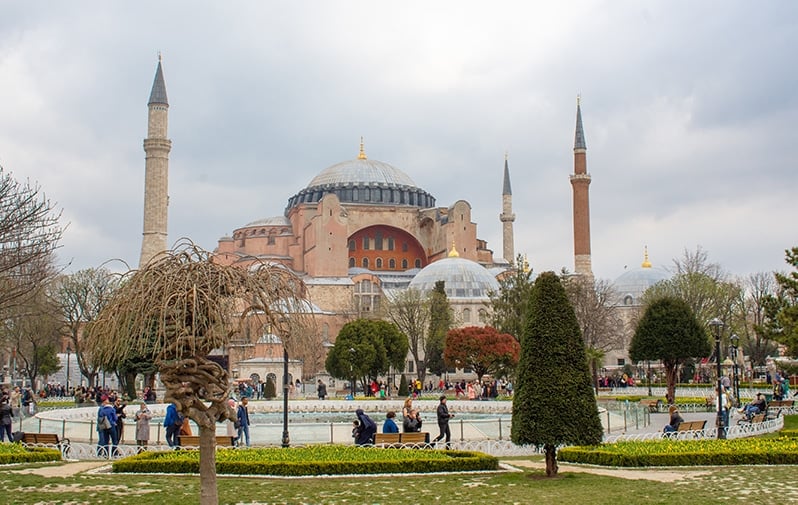 The Hagia Sophia is located in the heart of Istanbul, one of the most beautiful cities in Europe