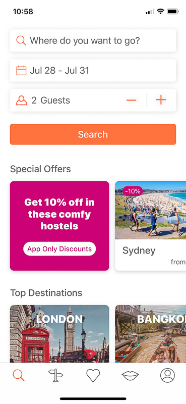 Hostelworld is a reliable free travel app for booking hostels.
