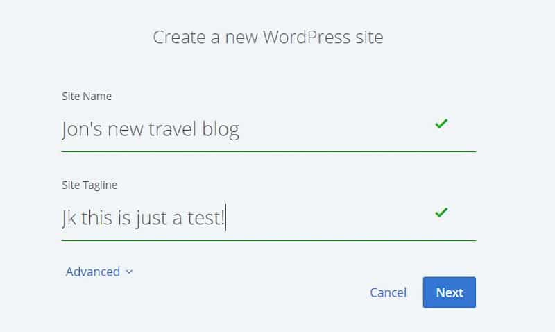 creating your travel blog name on Wordpress