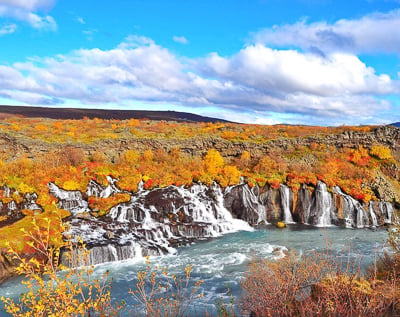 Hraunfossar Waterfall is one of the most Instagrammable places in Iceland.