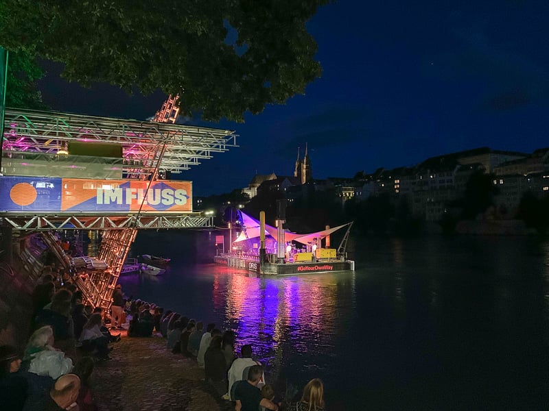 The Imfluss Festival was going on during my visit in August. The floating stage on the river is set up much of the summer.