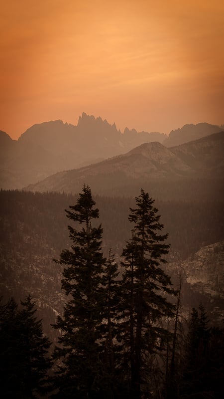 A hazy sunset in Mammoth Lakes caused by the Northern California wildfires.