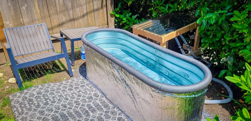 A metal tub for ice bath that you can use from the comfort of your own home