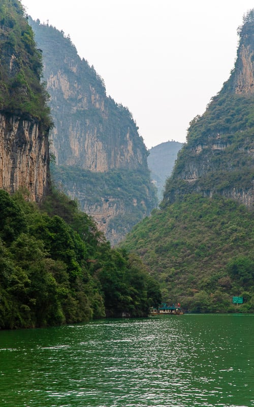 The Mini Three Gorges appear much taller than the regular Three Gorges on the Yangtze River.