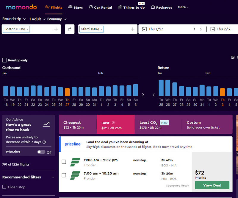 Using Momondo to check flight prices is among the best flight hacks in 2022.