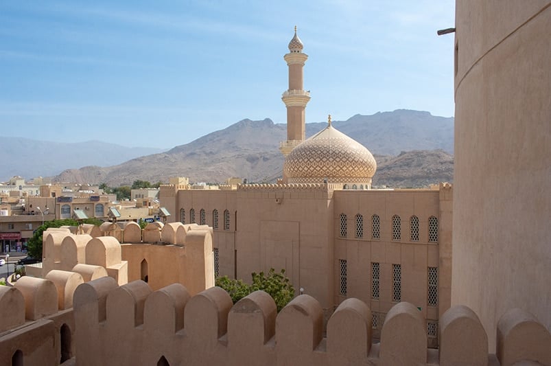 Nizwa Fort in Oman is just a short 1.5-mile drive from Muscat.