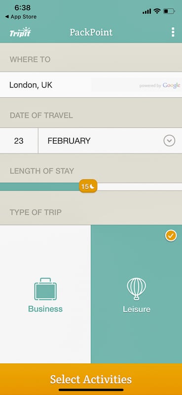 One of the best International travel apps for packing