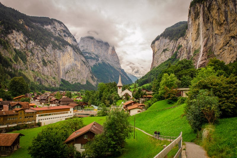 Panoramic travel photo of Lauterbrunnen, Switzerland