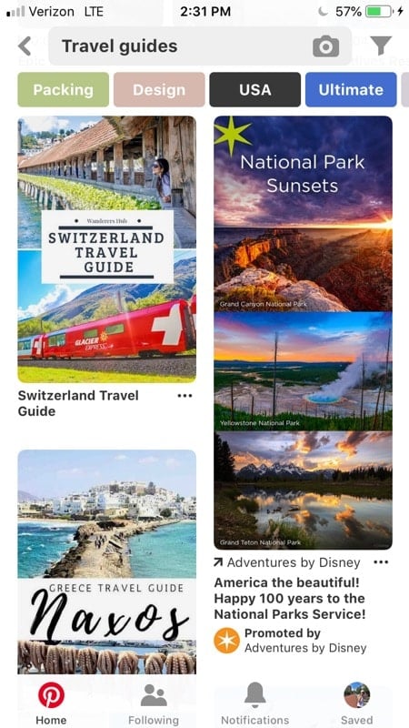 Pinterest is one of the best apps for travel inspiration.