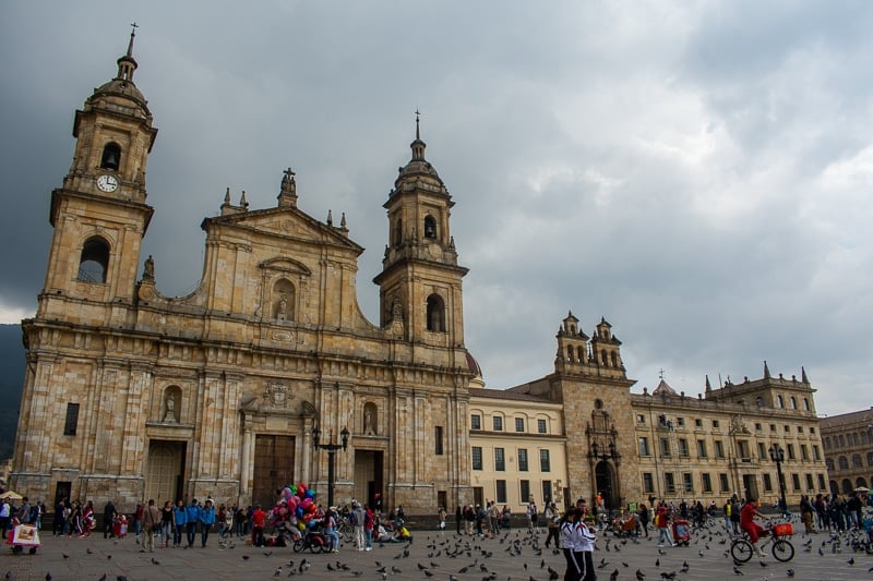 Bogota travel guide: There were infinitely more pigeons than people in the Plaza de Bolívar.