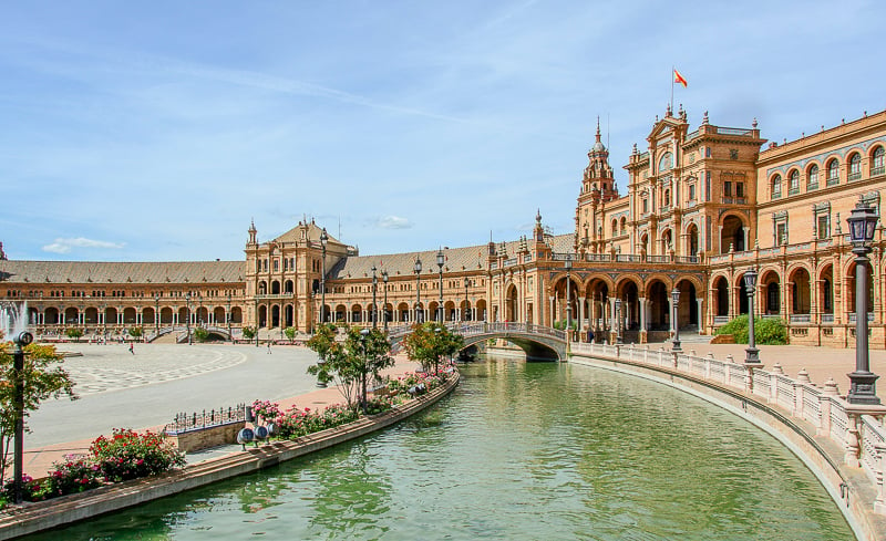 The Plaza de España is in the heart of Sevilla, one of the cheapest cities in all of Europe