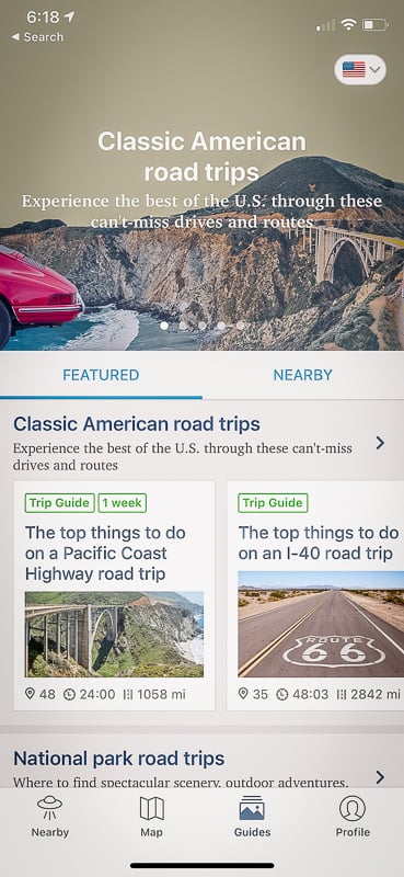 Roadtrippers is a useful travel app for travelers wishing to plan a road trip