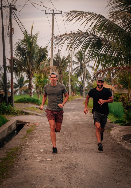 Running through the streets of Bali with one of my best friends