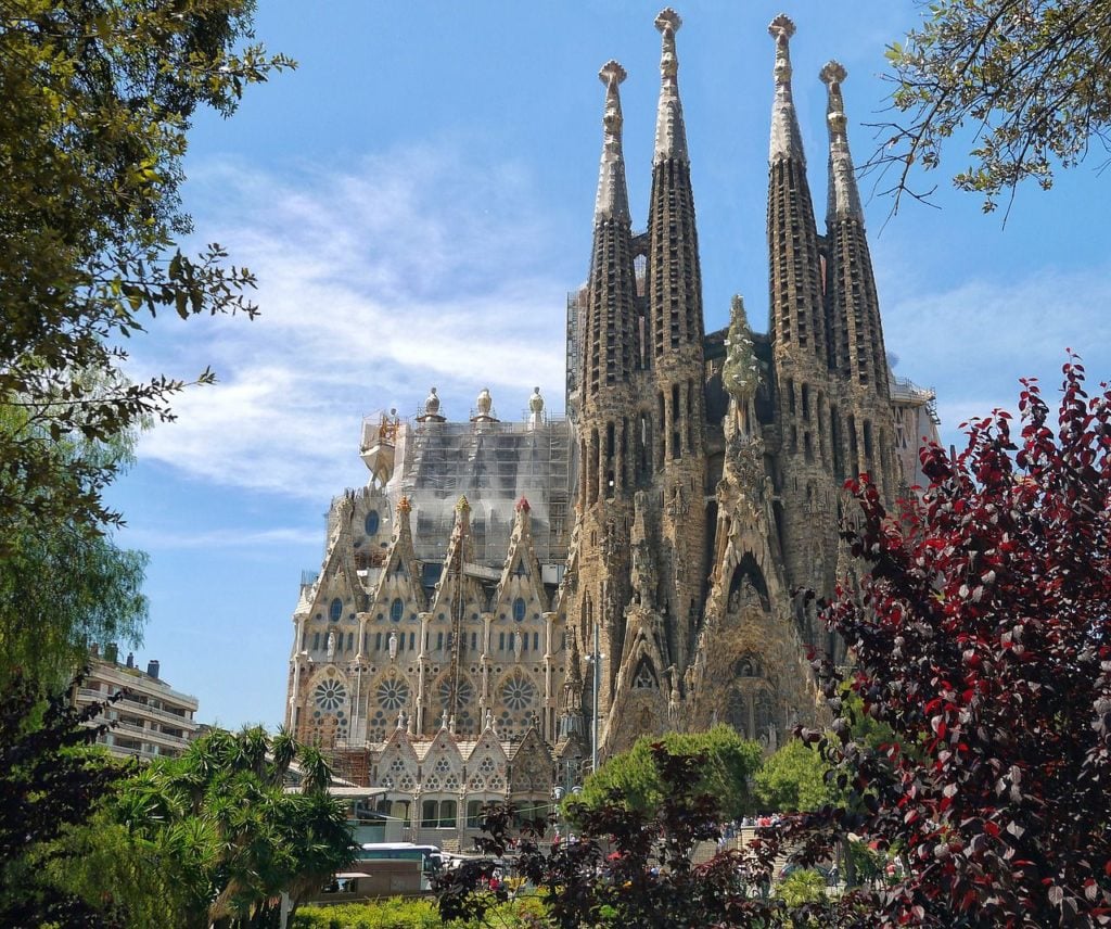 Sagrada Familia, most beautiful cities in Europe. It's located in the heart of Barcelona, one of the prettiest cities in Europe.