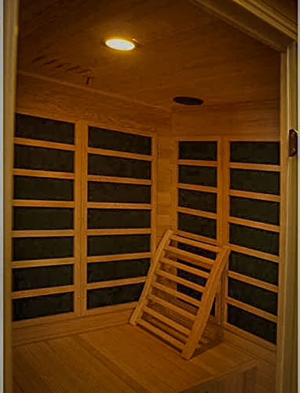 An IR sauna backrest for home use