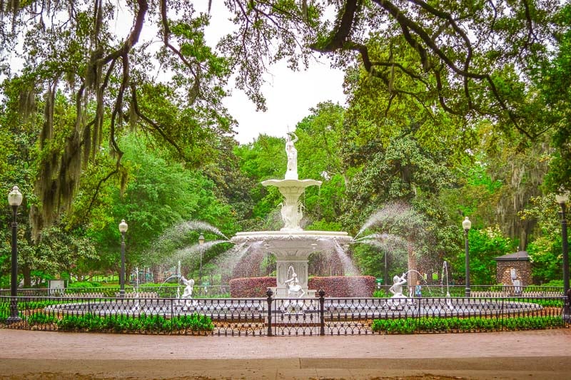Forsyth Park is a must-see in Savannah’s historic district. The water fountain in its center is one of the most iconic sights in the city.