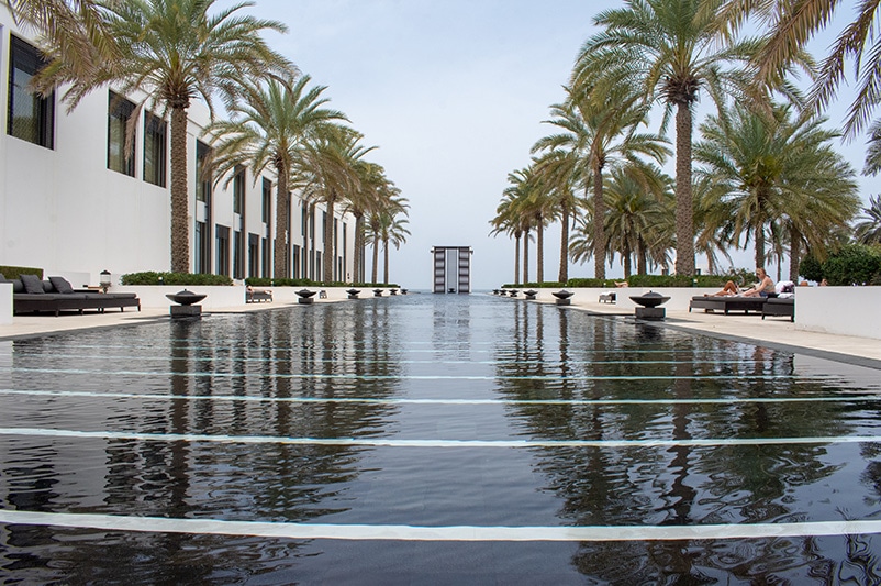 Long Pool at the Chedi Muscat is the longest infinity pool in the region.