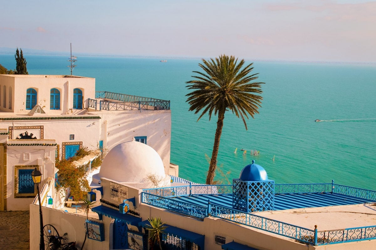 Sidi Bou Said, one of the most beautiful neighborhoods in Tunis, Tunisia, where many digital nomads stay in the city.
