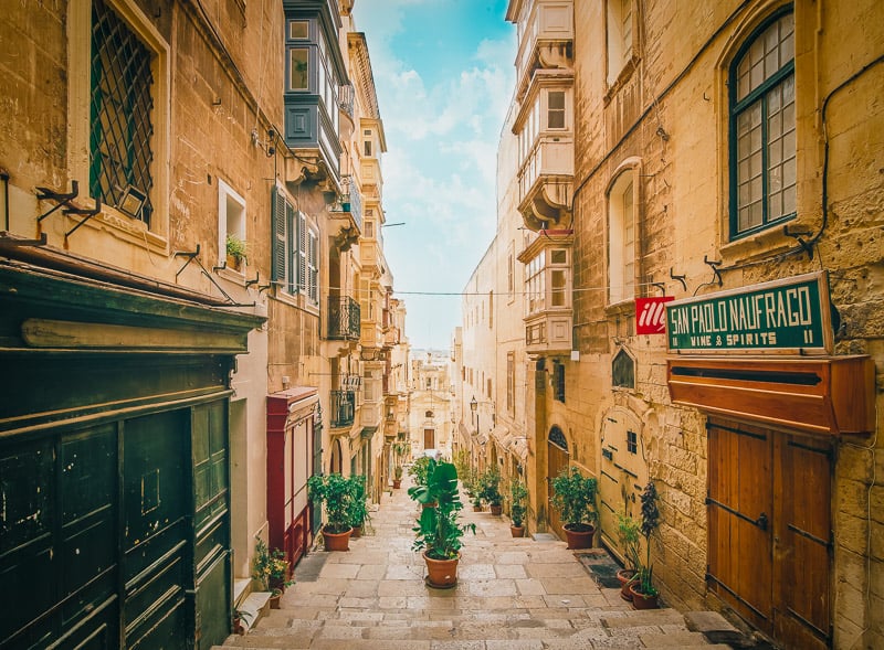 The streets of Valletta show why this is among the cheapest cities in Europe to visit.
