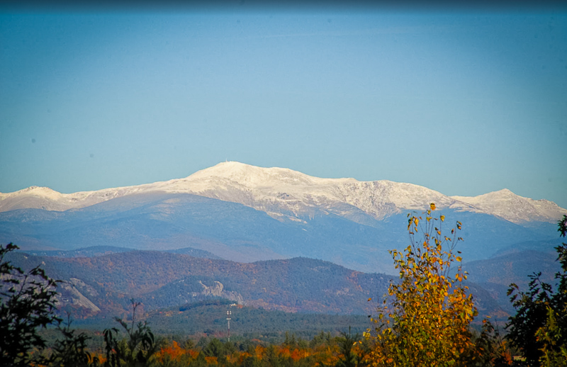 View of Mount Washington from this romantic cabin in New England.