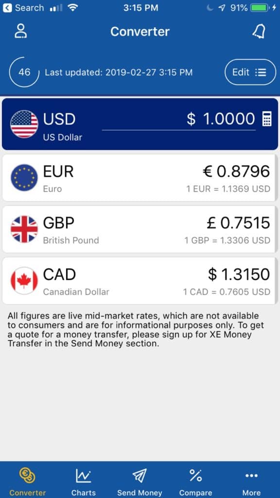 XE Currency is a great app for calculating currency exchange